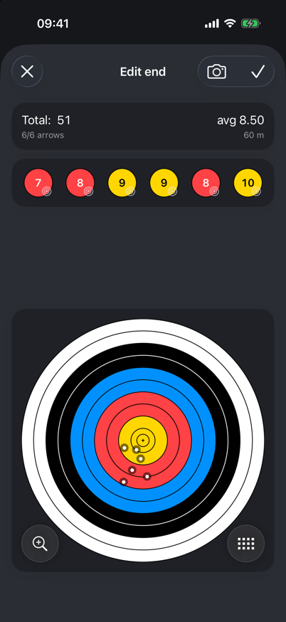 Recording an end on the target face